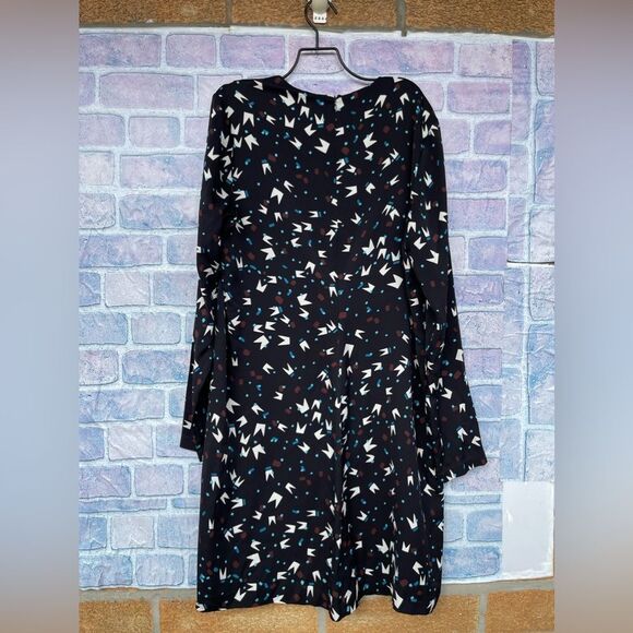 Diane Von Furstenberg black silk long sleeve dress size 12 pop art - Picture 6 of 10